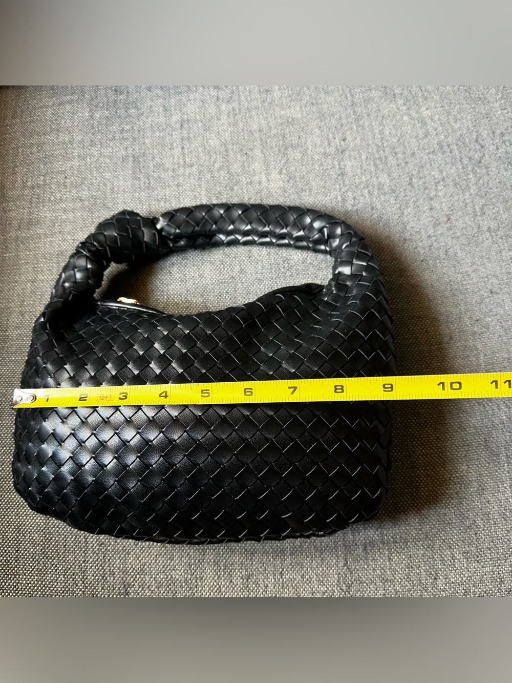 Melie Bianco Woven Vegan Leather Knot-Handle Hobo Bag – Black - Picture 4 of 8